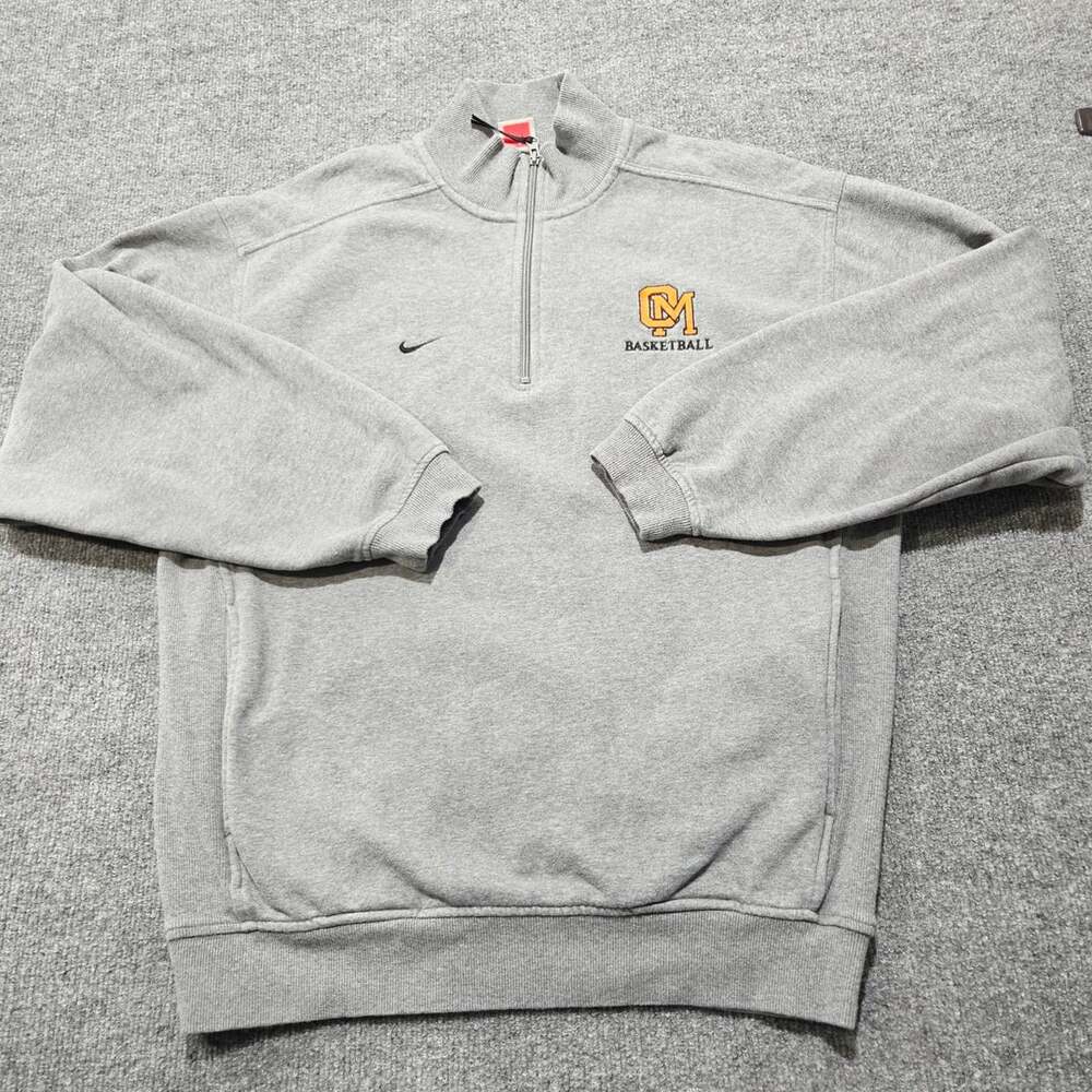 Nike Team Basketball Gray 1/4 Zip Pullover Sweatshirt CM Logo Men's Medium